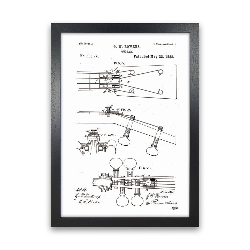 Guitar Patent Art Print by Jason Stanley Black Grain