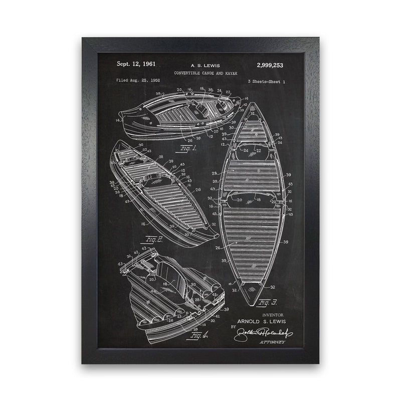 Canoe Patent Art Print by Jason Stanley Black Grain