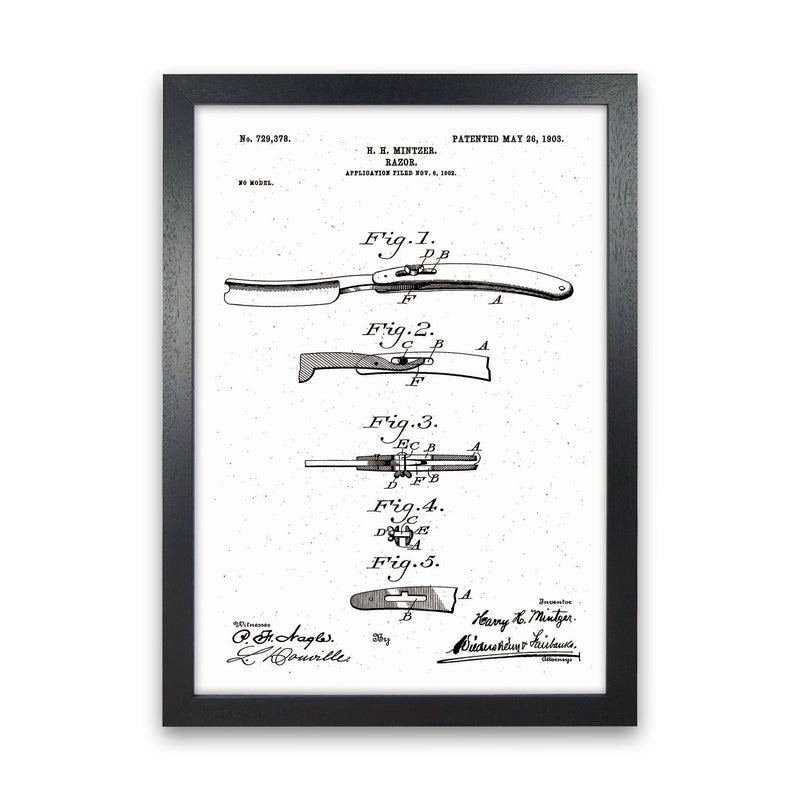 Razor Patent Art Print by Jason Stanley Black Grain