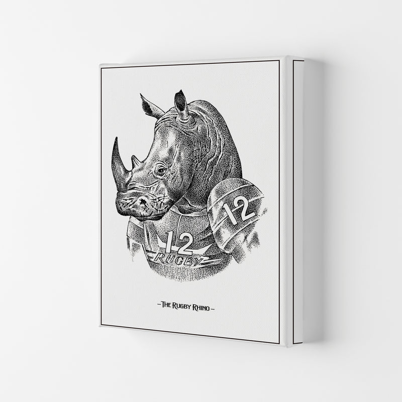 The Rugby Rhino Art Print by Jason Stanley Canvas