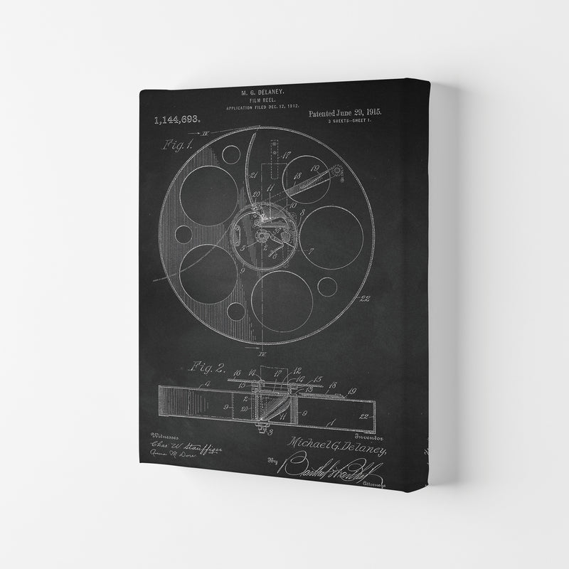 Film Reel Patent-Chalkboard Art Print by Jason Stanley Canvas