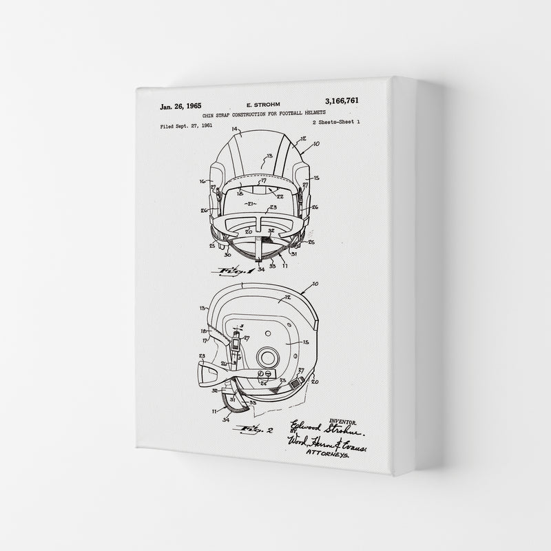 Football Helmet Patent 2 Art Print by Jason Stanley Canvas