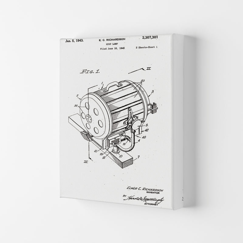 Cinema Spot Light Patent Art Print by Jason Stanley Canvas