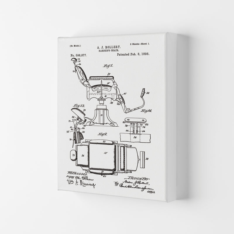 Barber Chair Patent Art Print by Jason Stanley Canvas