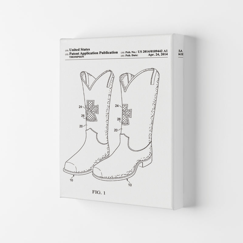 Cowboy Boots Patent Art Print by Jason Stanley Canvas