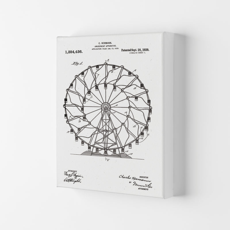 Ferris Wheel Patent Art Print by Jason Stanley Canvas