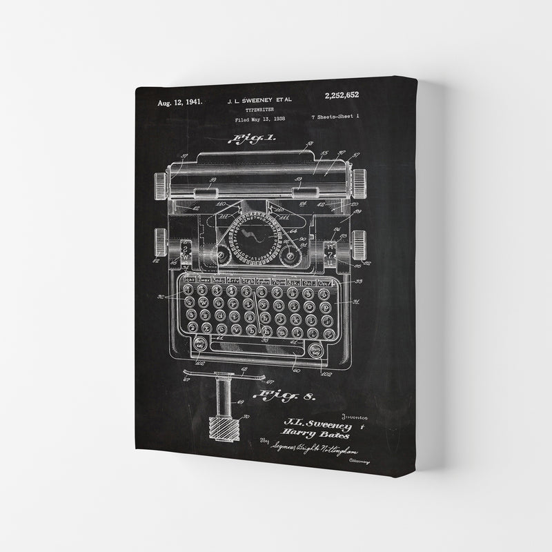 Type Writer Patent Art Print by Jason Stanley Canvas