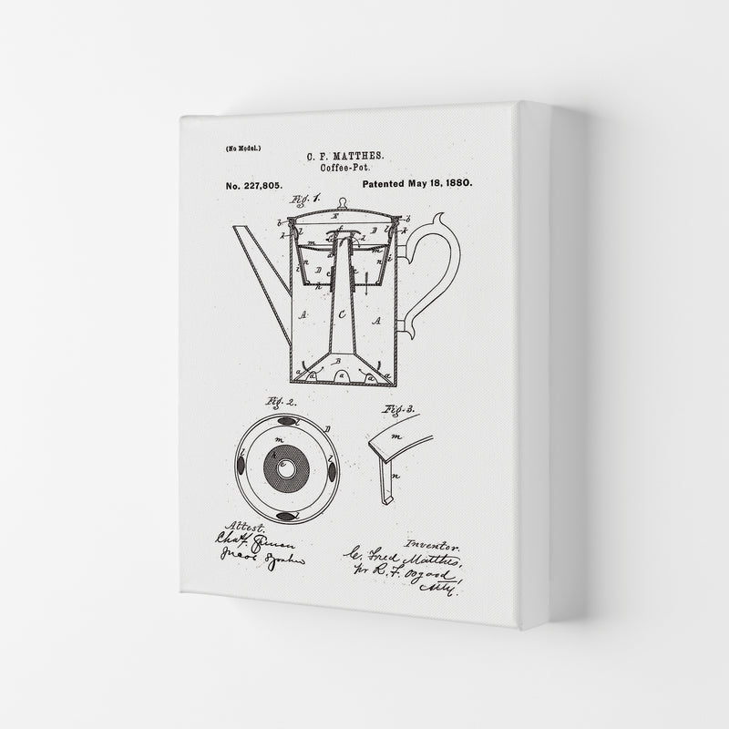 Coffee Pot Patent Art Print by Jason Stanley Canvas