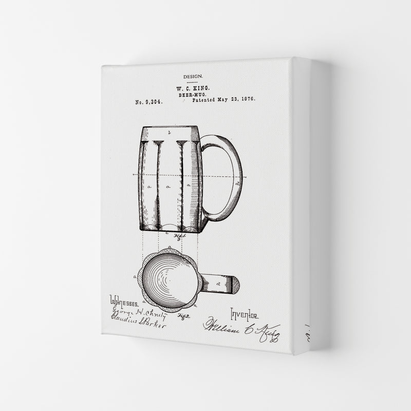 Beer Mug Patent 2 Art Print by Jason Stanley Canvas