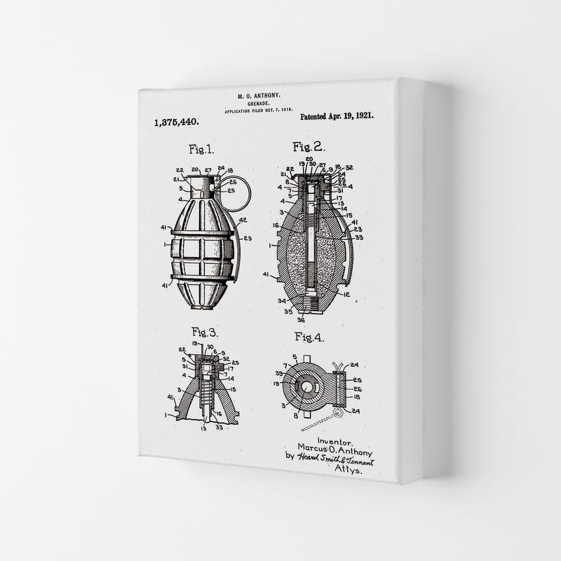 Grenade Patent Art Print by Jason Stanley Canvas