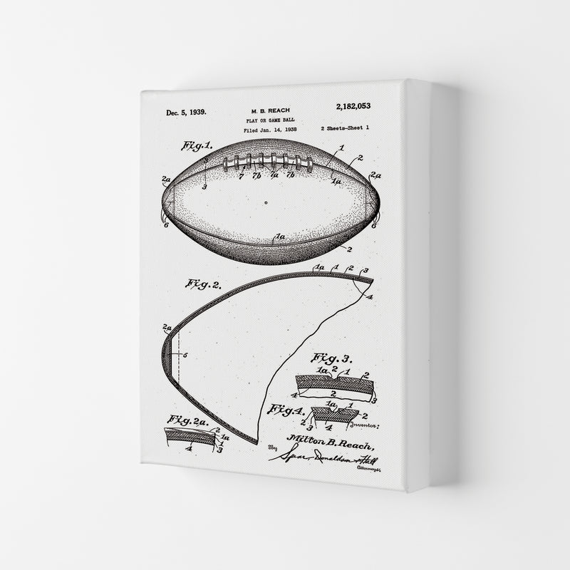 Football Patent Art Print by Jason Stanley Canvas