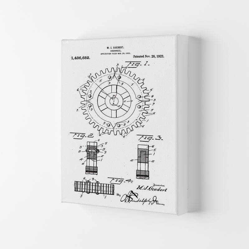 Cogwheel Patent Art Print by Jason Stanley Canvas