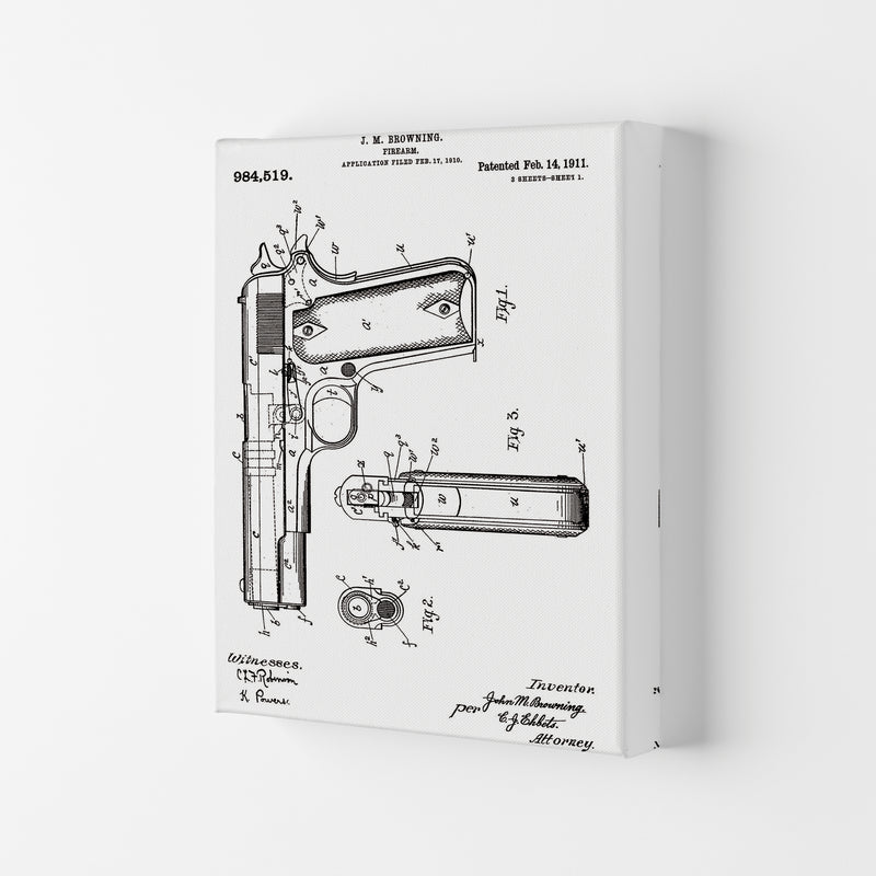 Gun Patent Art Print by Jason Stanley Canvas