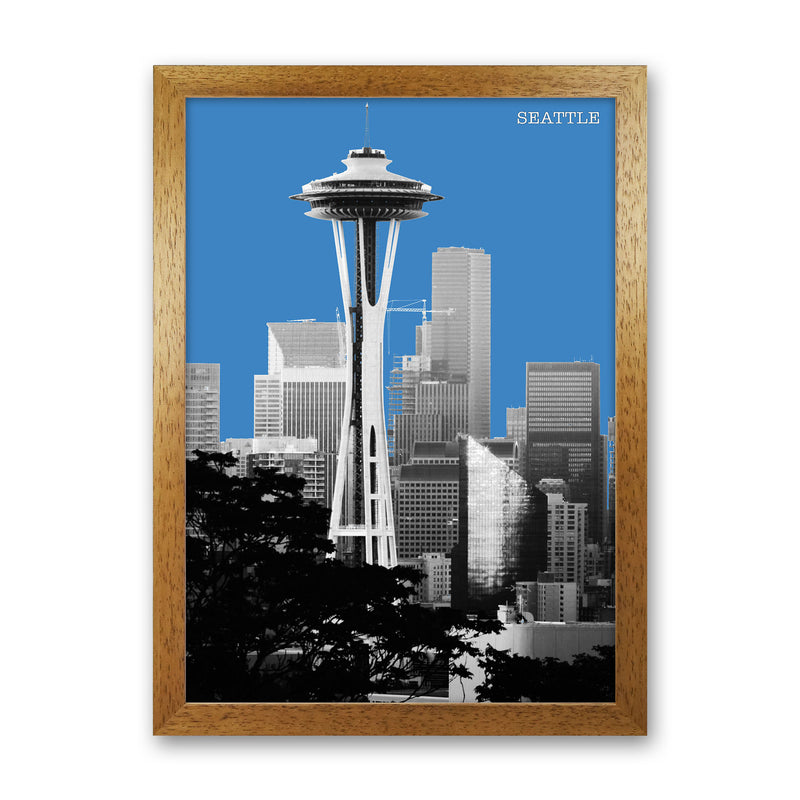 Halftone Seattle Blue Art Print by Jason Stanley Oak Grain