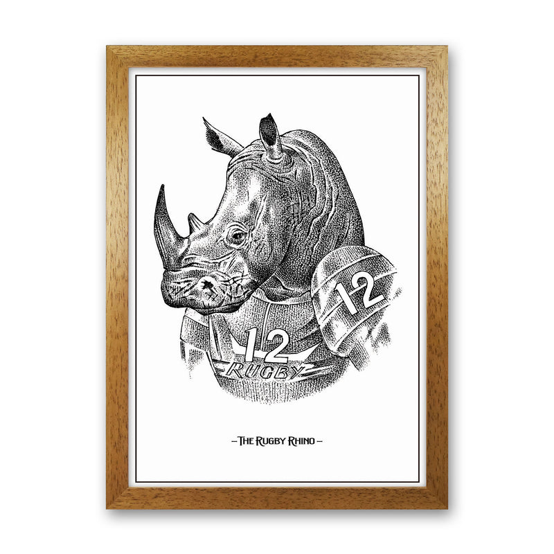 The Rugby Rhino Art Print by Jason Stanley Oak Grain