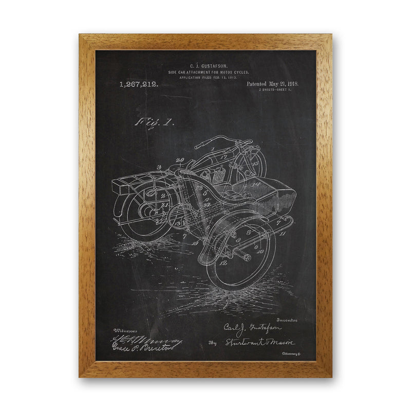 Motorcycle With Side Cart Patent Art Print by Jason Stanley Oak Grain