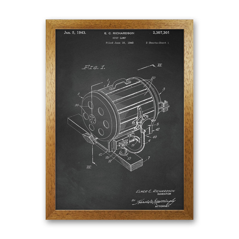 Cinema Spot Light Patent-Chalkboard Art Print by Jason Stanley Oak Grain