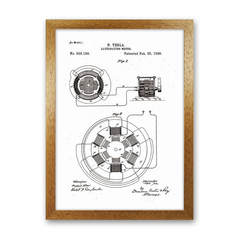 Tesla Alternating Motor Patent Art Print by Jason Stanley Oak Grain