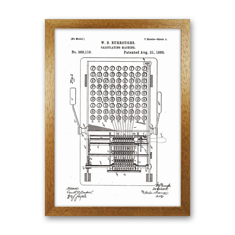 Calculating Machine Patent 2 Art Print by Jason Stanley Oak Grain