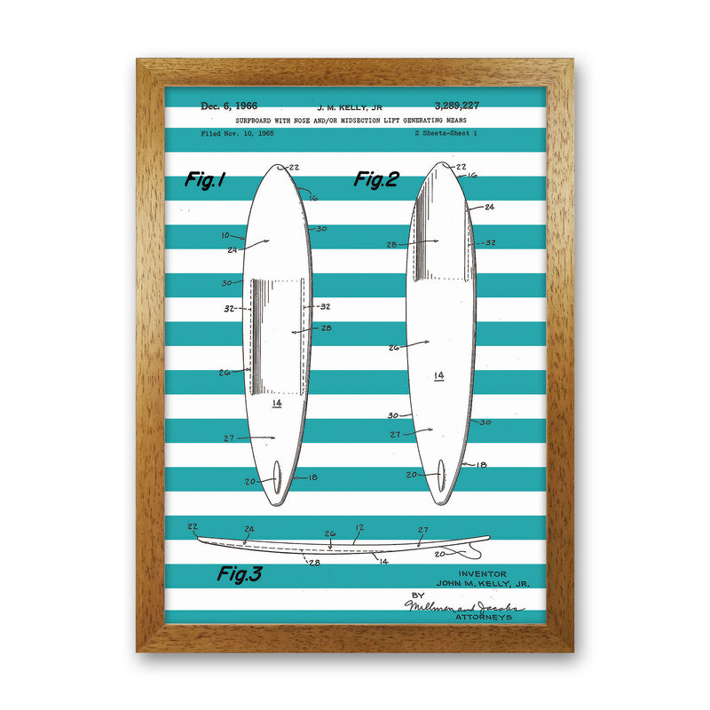 Surfboard Patent Stripe Art Print by Jason Stanley Oak Grain