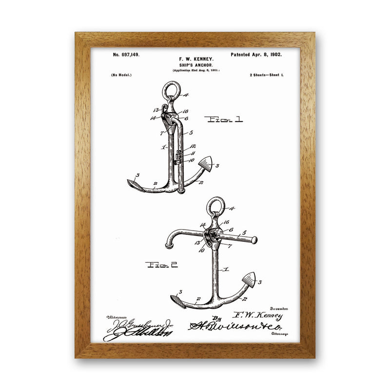 Anchor Patent White Art Print by Jason Stanley Oak Grain