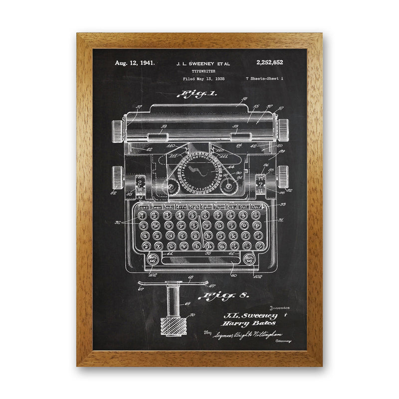 Type Writer Patent Art Print by Jason Stanley Oak Grain