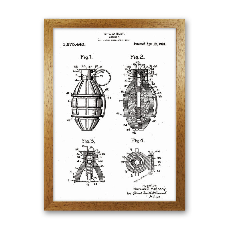 Grenade Patent Art Print by Jason Stanley Oak Grain