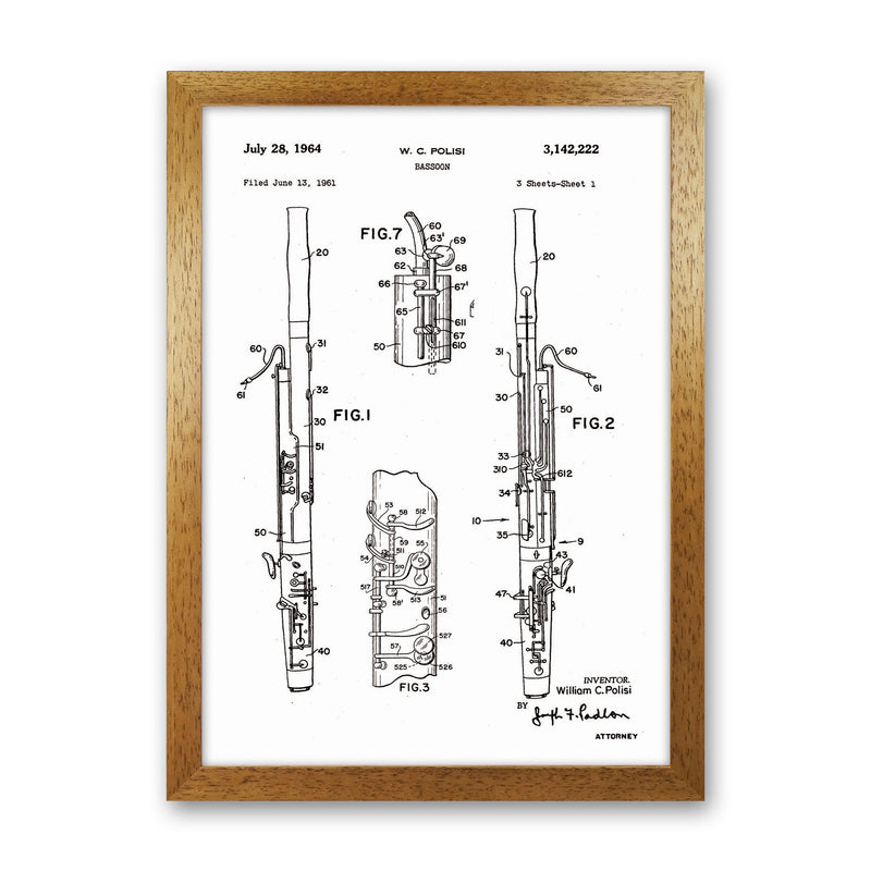 Bassoon Patent Art Print by Jason Stanley Oak Grain