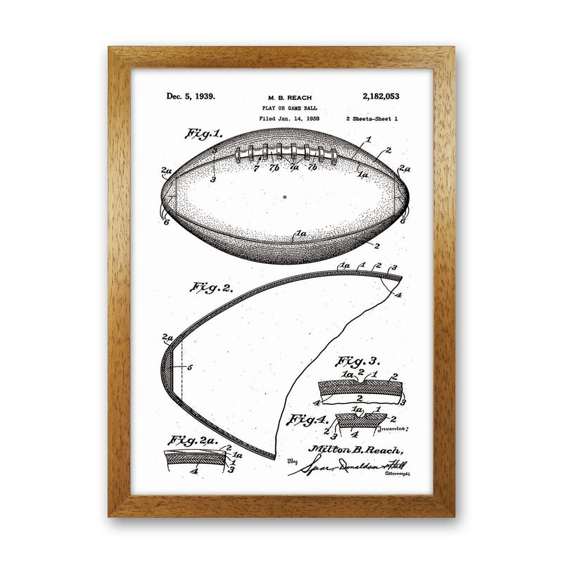 Football Patent Art Print by Jason Stanley Oak Grain