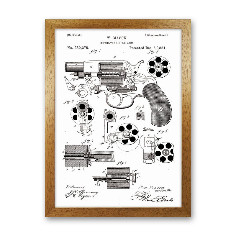 Hand Gun Patent Art Print by Jason Stanley Oak Grain