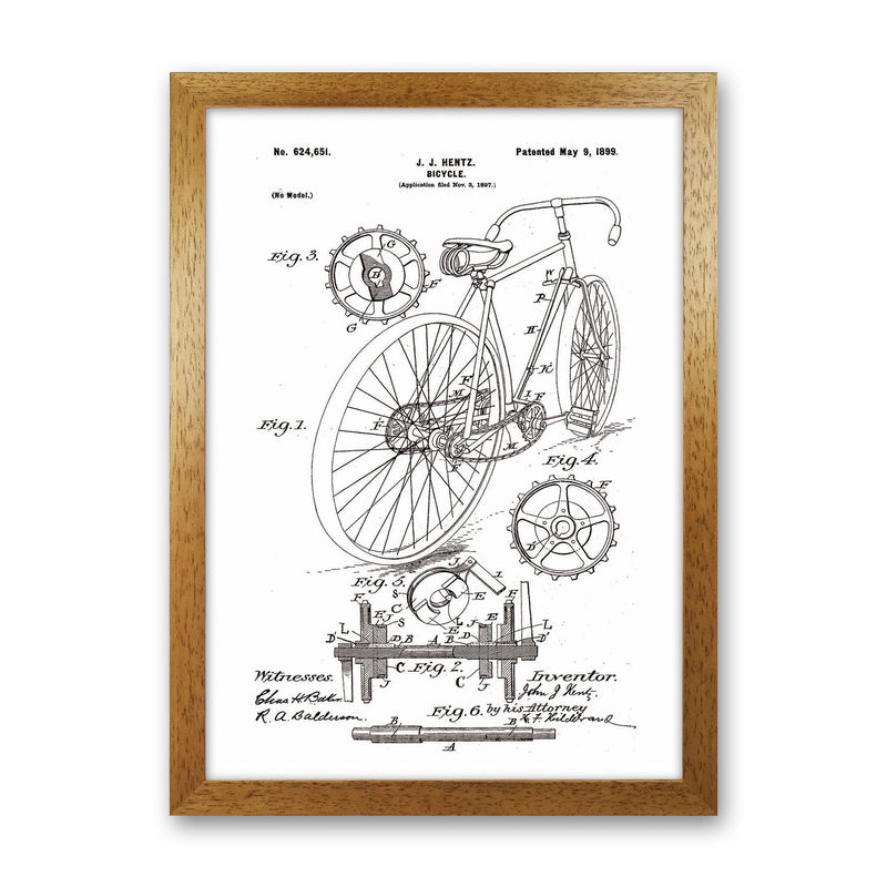 Bicycle Patent Art Print by Jason Stanley Oak Grain