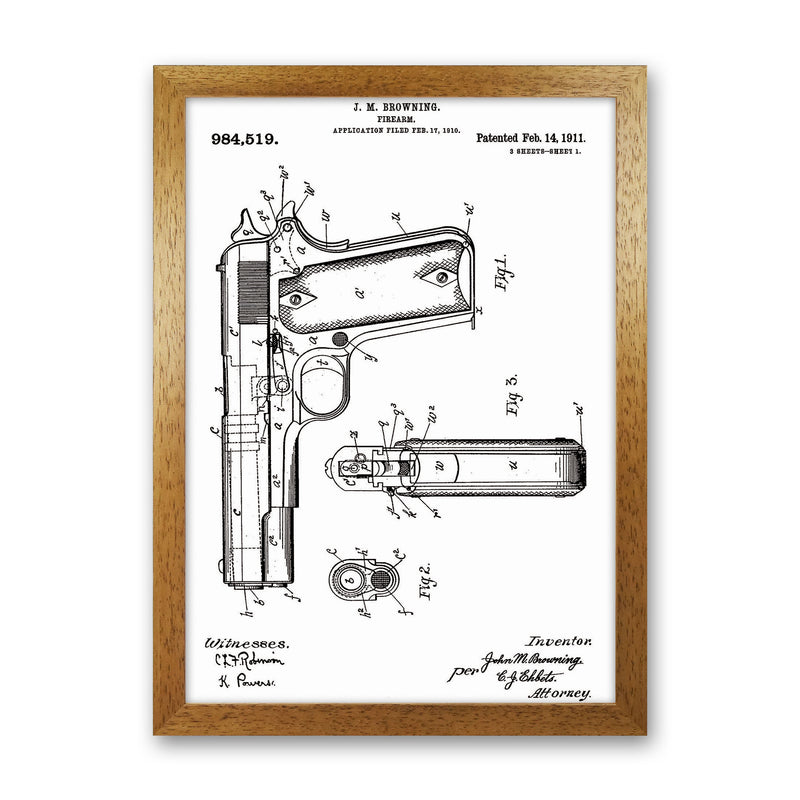 Gun Patent Art Print by Jason Stanley Oak Grain