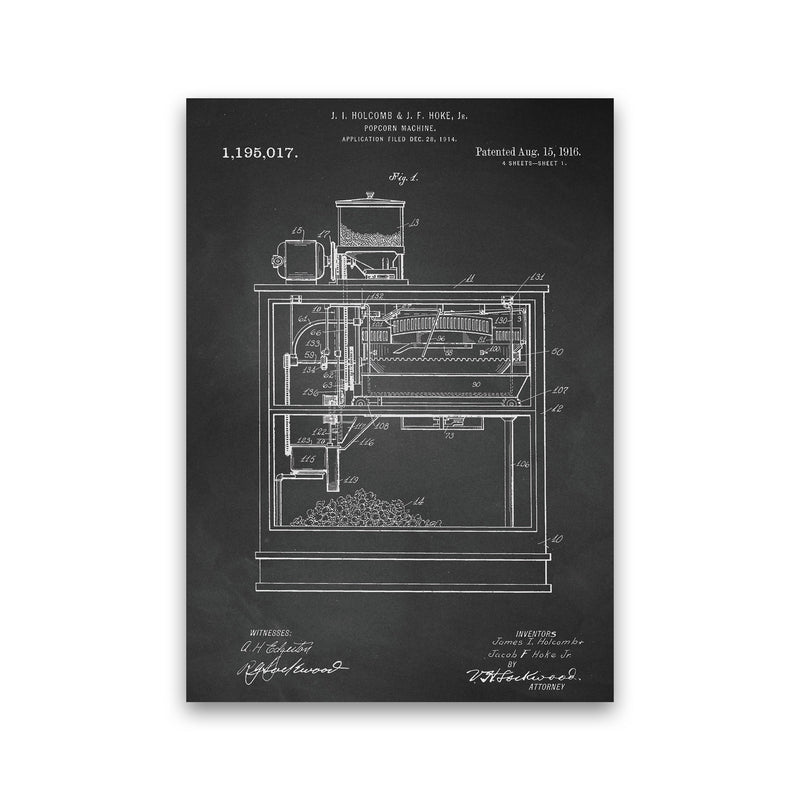 Popcorn Machine Patent- Chalkboard Art Print by Jason Stanley Print Only