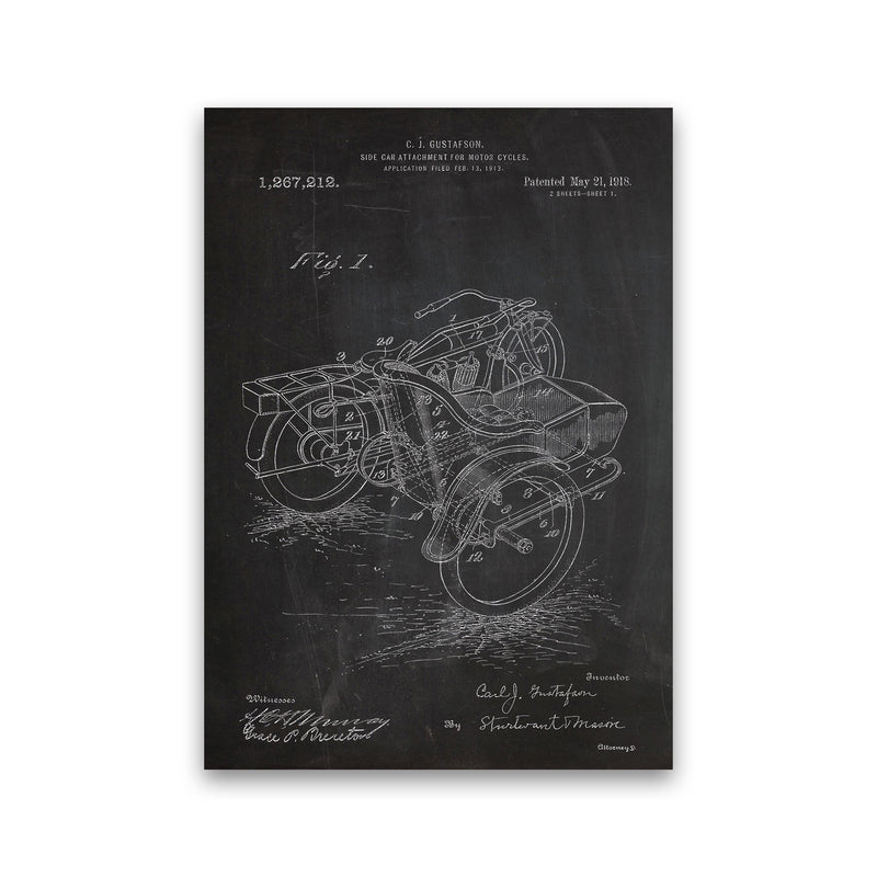 Motorcycle With Side Cart Patent Art Print by Jason Stanley Print Only