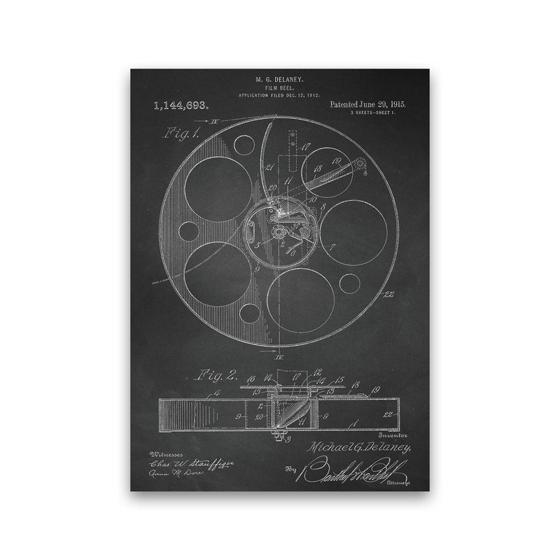 Film Reel Patent-Chalkboard Art Print by Jason Stanley Print Only