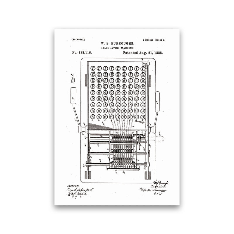 Calculating Machine Patent 2 Art Print by Jason Stanley Print Only