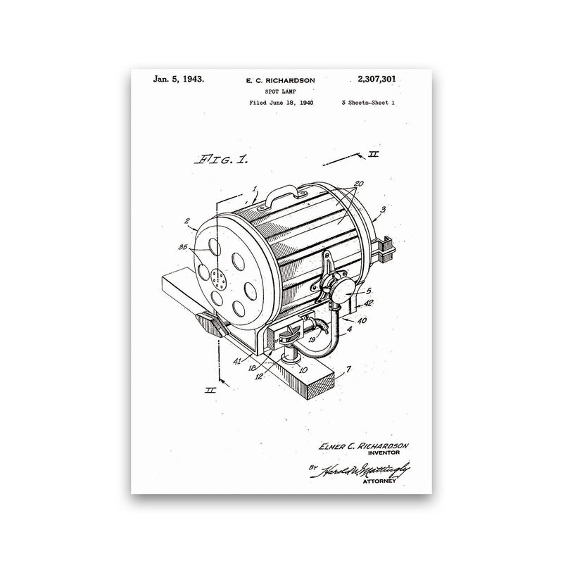 Cinema Spot Light Patent Art Print by Jason Stanley Print Only