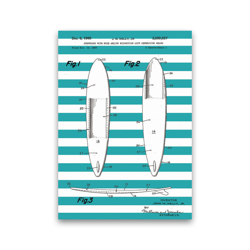 Surfboard Patent Stripe Art Print by Jason Stanley Print Only