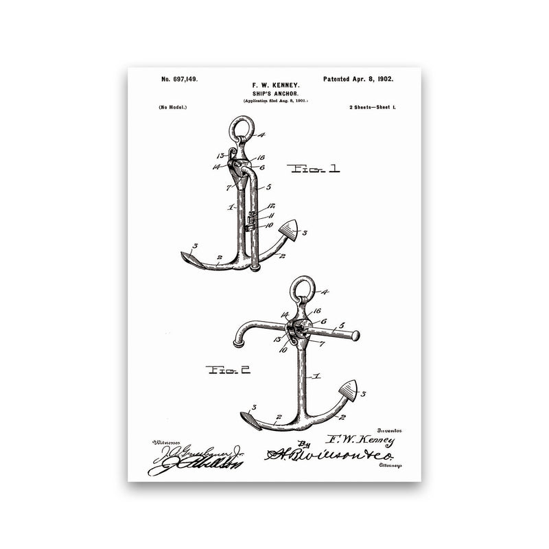 Anchor Patent White Art Print by Jason Stanley Print Only