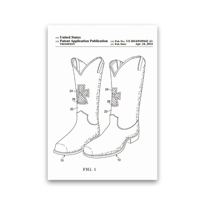 Cowboy Boots Patent Art Print by Jason Stanley Print Only