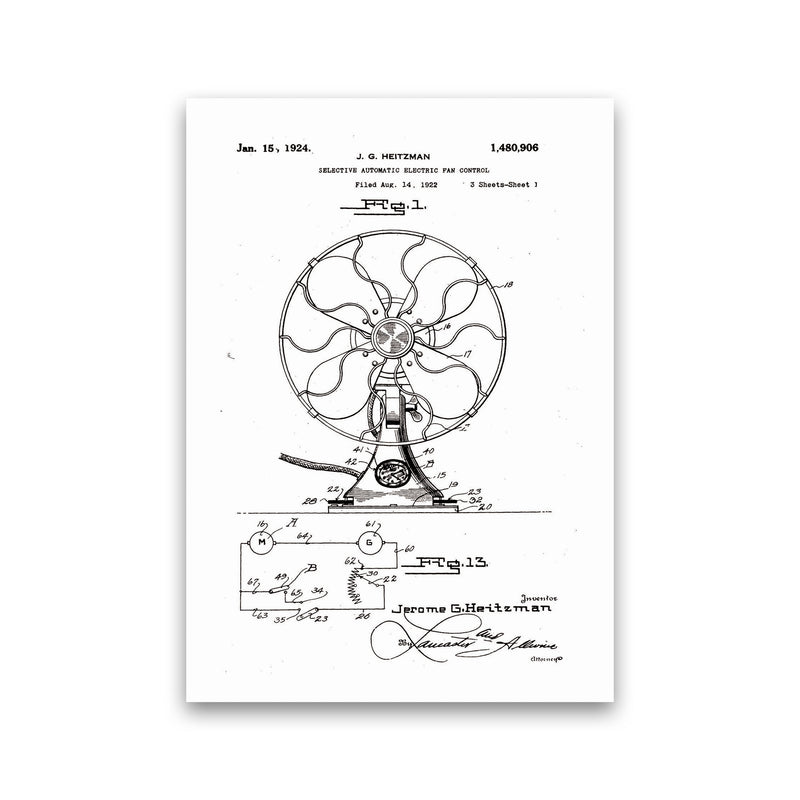 Electric Fan Patent Art Print by Jason Stanley Print Only