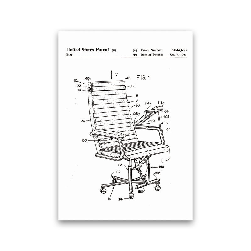 Desk Chair Patent Art Print by Jason Stanley Print Only
