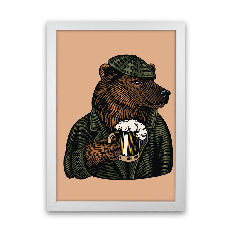 Frosty The Bear With A Frosty Beer Art Print by Jason Stanley White Grain