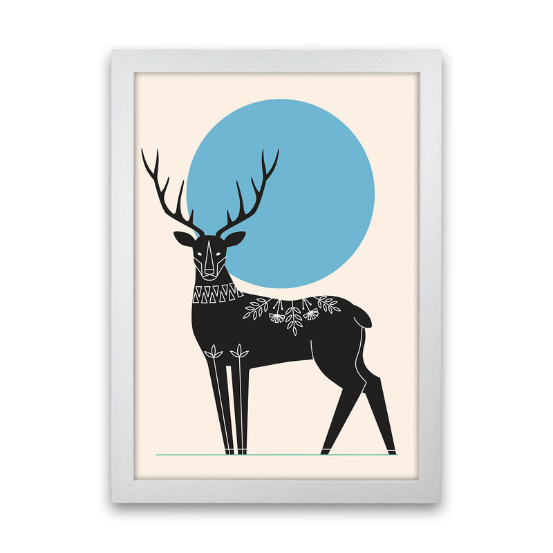 Blue Moonlight Deer Art Print by Jason Stanley White Grain