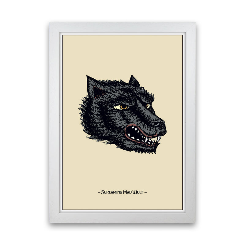 Screaming Mad Wolf Art Print by Jason Stanley White Grain