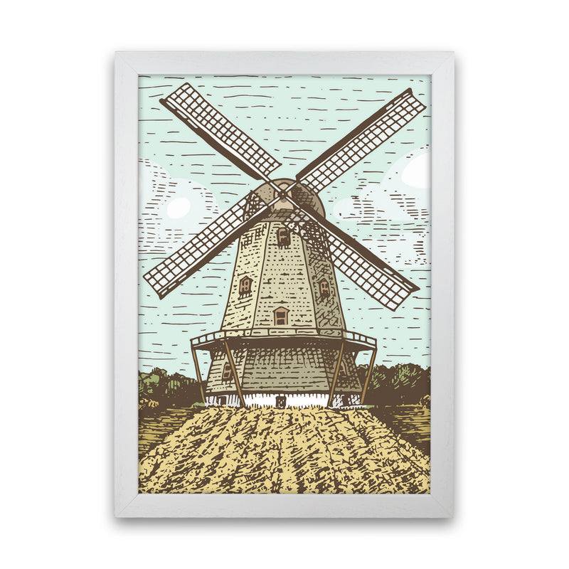 Vintage Windmill Art Print by Jason Stanley White Grain