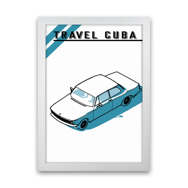 Travel Cuba Blue Car Art Print by Jason Stanley White Grain