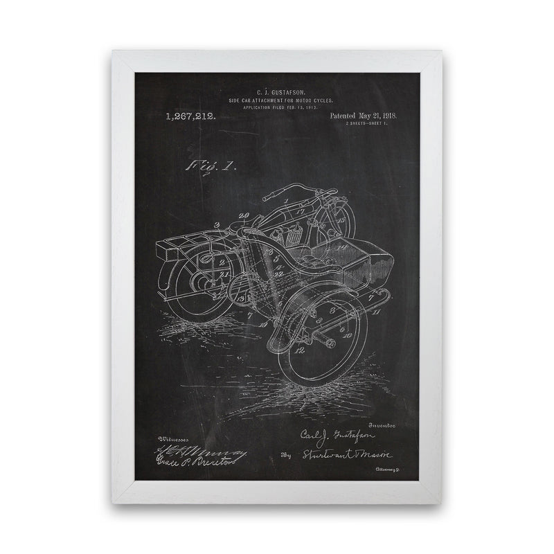 Motorcycle With Side Cart Patent Art Print by Jason Stanley White Grain