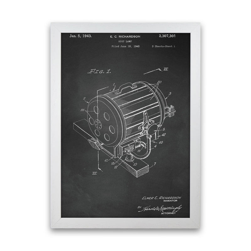 Cinema Spot Light Patent-Chalkboard Art Print by Jason Stanley White Grain