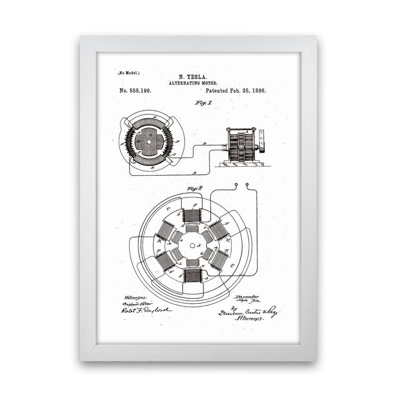 Tesla Alternating Motor Patent Art Print by Jason Stanley White Grain